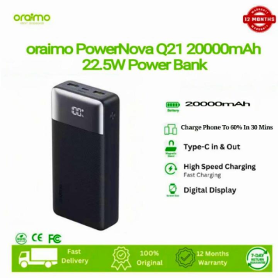 Oraimo PowerNova Q21 20000mAh 22.5W Fast Charging Power Bank (Model: OPB-7200Q).